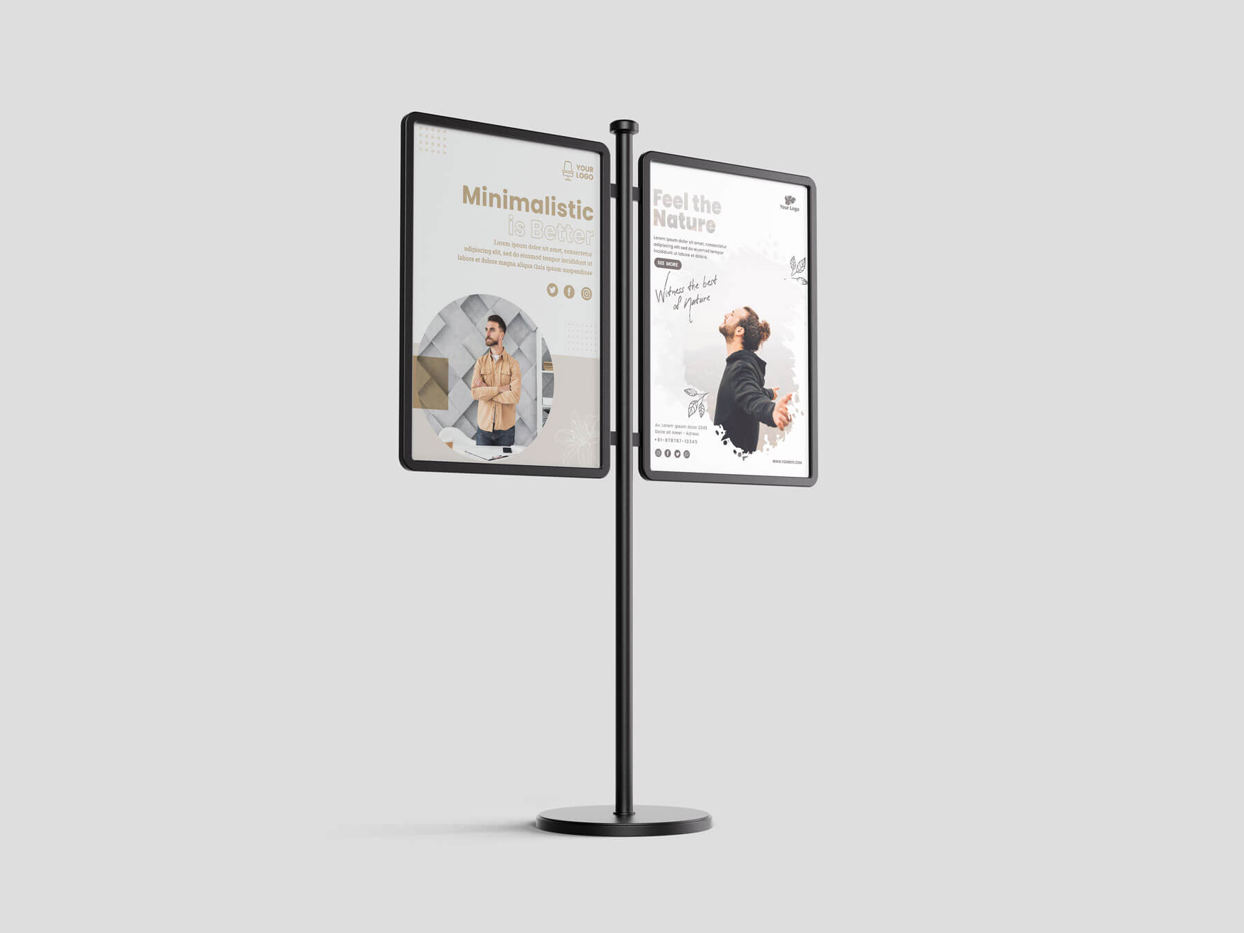 Double Poster Stand Mockup