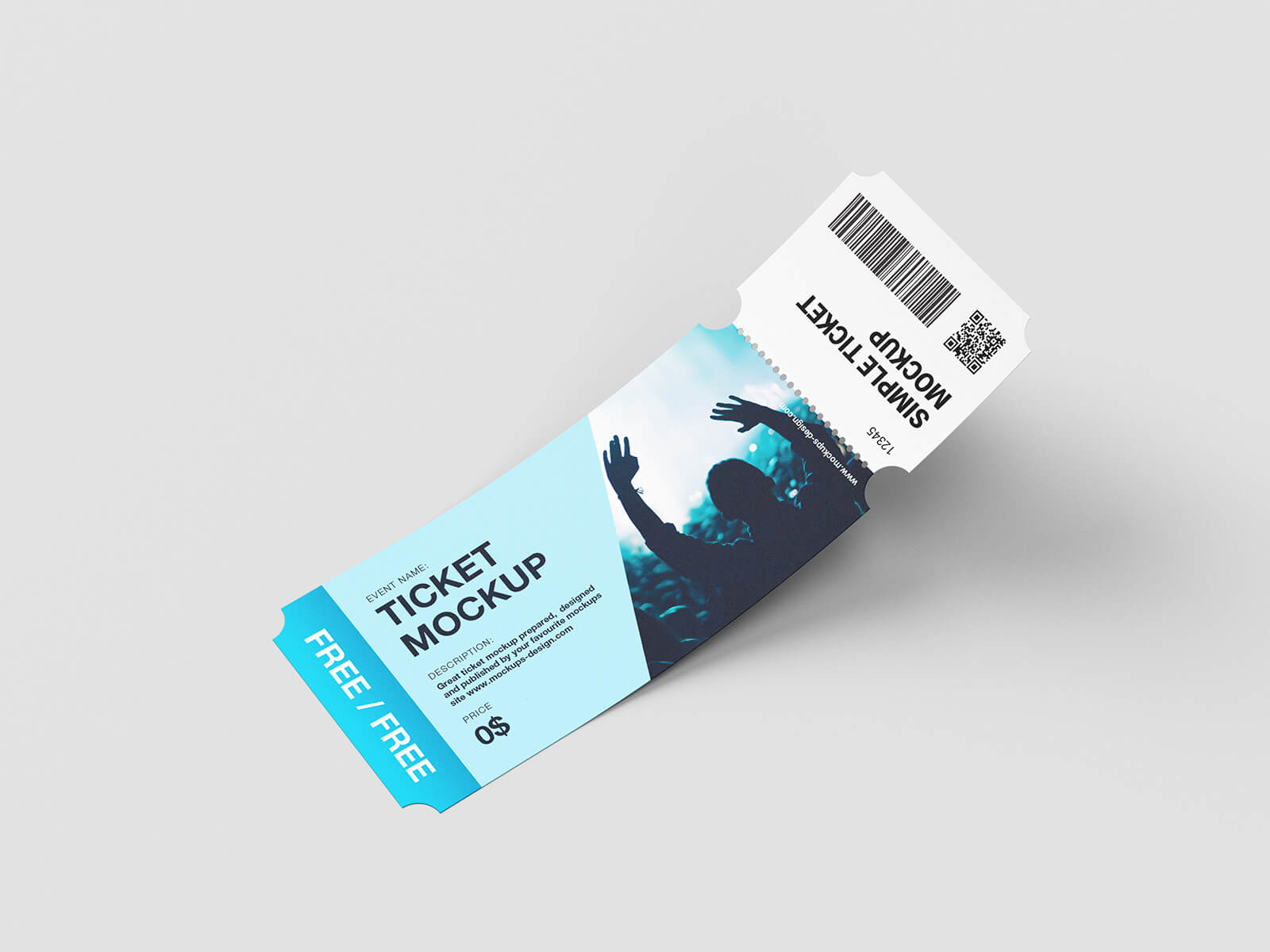 Free Customizable Ticket Mockup PSD