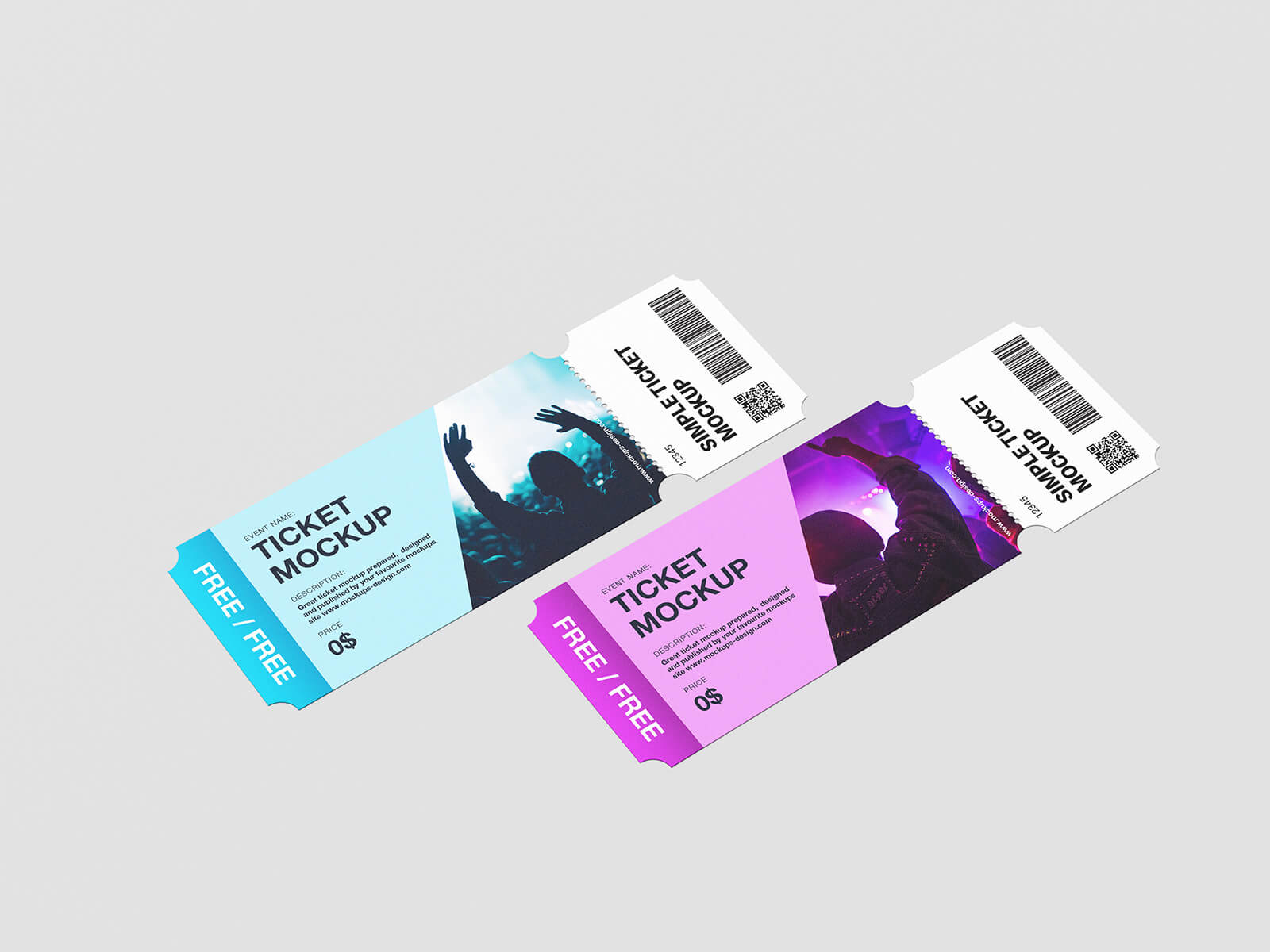 Free Customizable Ticket Mockup PSD