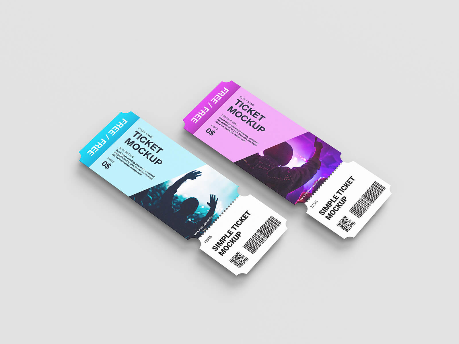 Free Customizable Ticket Mockup PSD