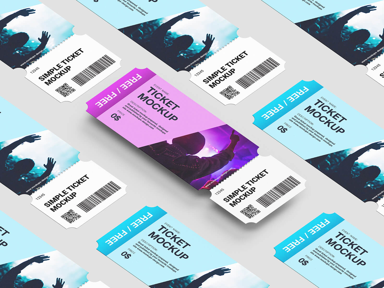 Free Customizable Ticket Mockup PSD