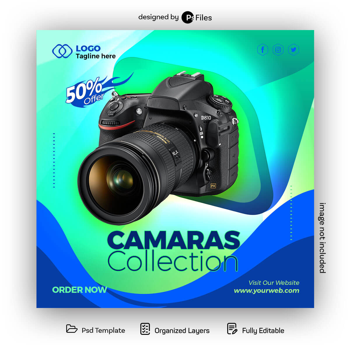PsFiles Camera Sale Free Instagram Post Design PSD Template
