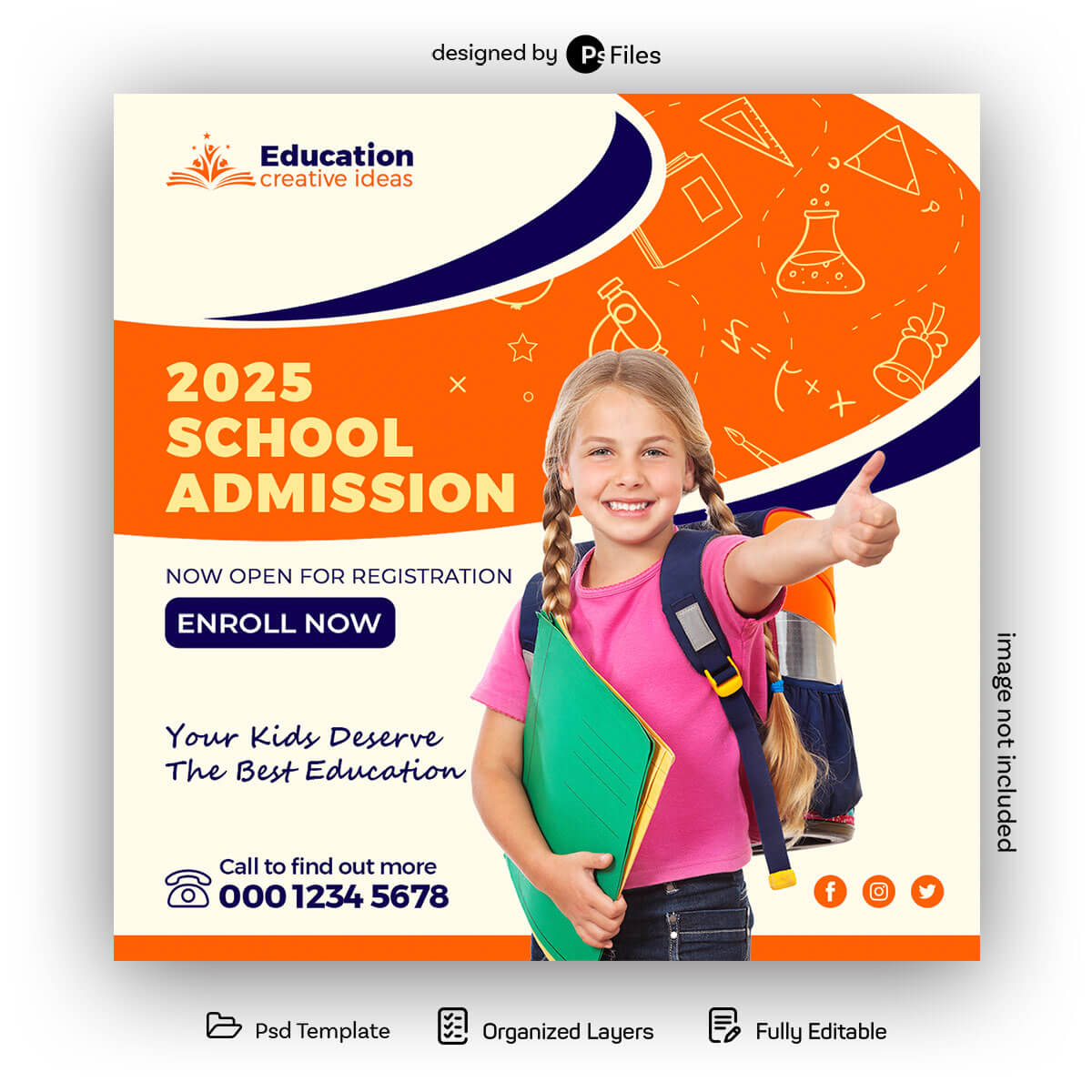 Free School Admission Started Free Instagram Post Design PSD Template