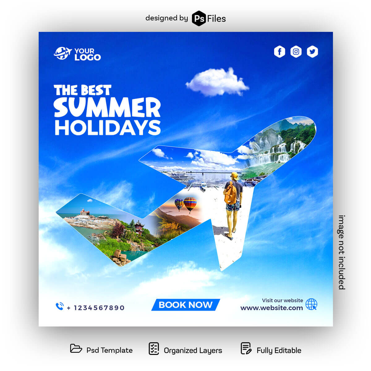 Summer Holidays Free Instagram Post Design PSD Template