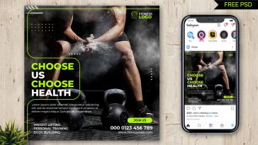 Free Fitness Training Social Media Post PSD Template