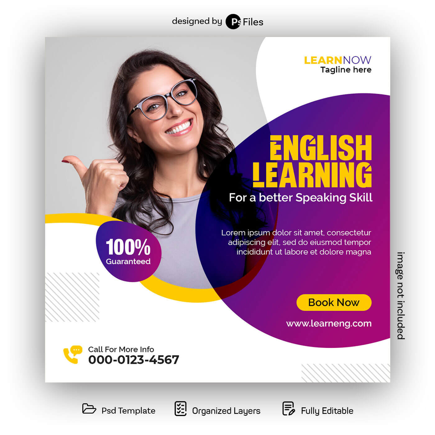 English Learning Free Instagram Post Design PSD Template