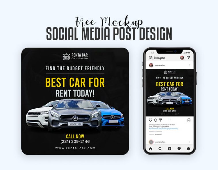 Free Car Rent Social Media Post Mockup