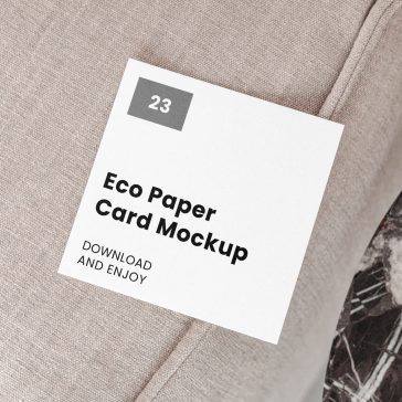 Free Square Card with Pillow Mockup