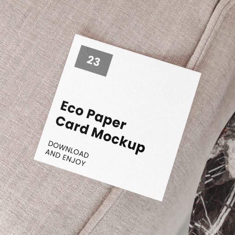 Free Square Card with Pillow Mockup