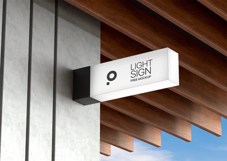 Free Light Sign PSD Mockup