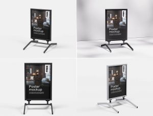 5 Free Poster Display Stand Mockup PSD Files