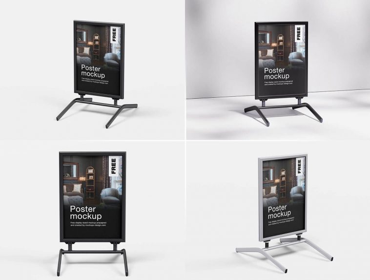 5 Free Poster Display Stand Mockup PSD Files