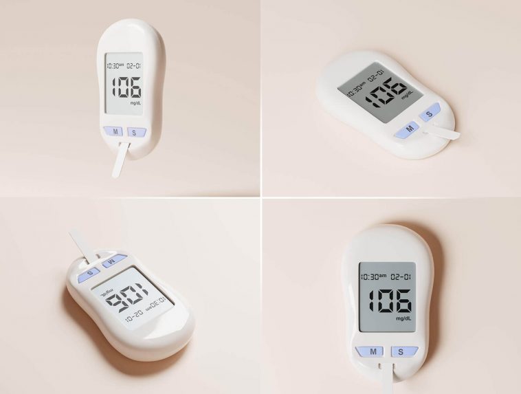 8 Free Blood Sugar Testing Glucometer Device Mockup PSD Files