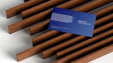 Free Business Card On Wooden Panels Mockup