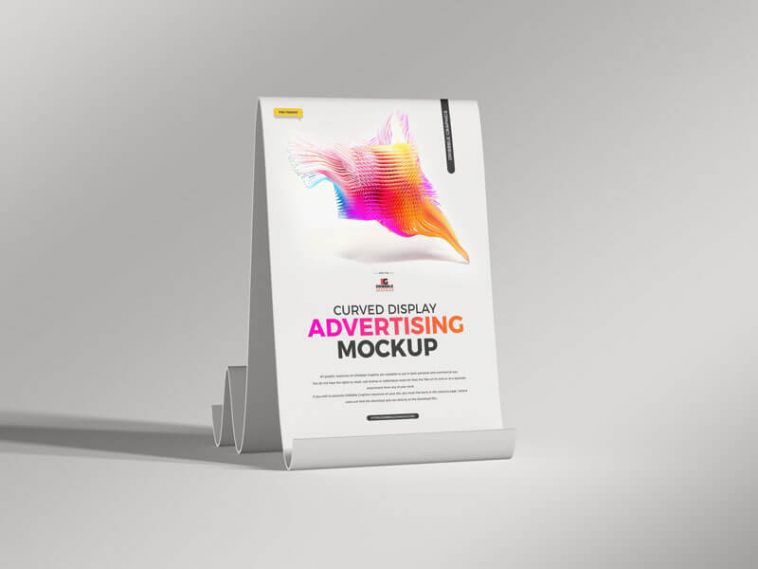 Free Curved Display Advertising Mockup