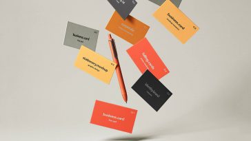 Free Falling Gravity Business Cards Mockup PSD