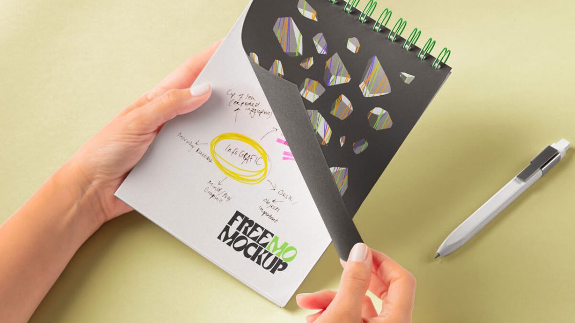 Notepad overhead view Mockup PSD Free Download - PsFiles