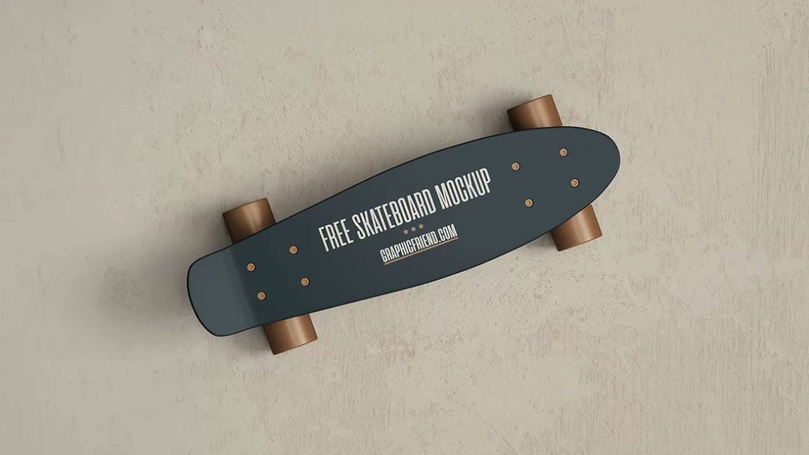 Free Skateboard Mockup 3 PSD Set HQ PsFiles