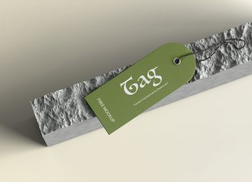 Free Label Tag on Stone Mockup