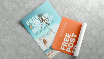 Free Rolled and Flat Poster Mockup PSD