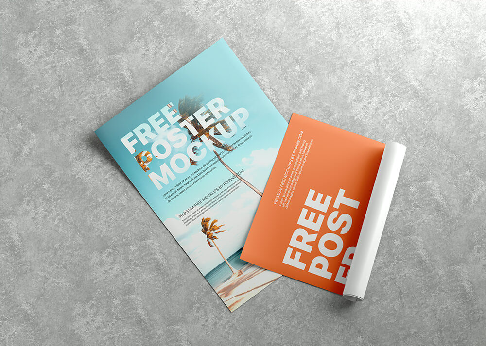 Free Rolled and Flat Poster Mockup PSD - PsFiles