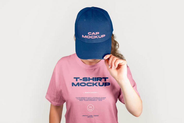 Free Snapback Hat & T-Shirt Mockup PSD