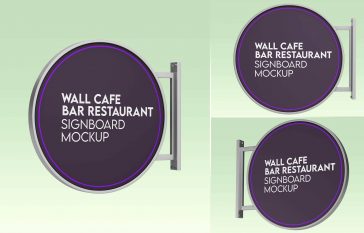 Free Wall Café / Bar / Restaurant Sign Mockup PSD Set