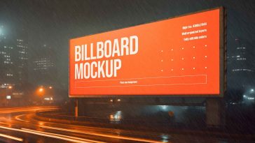 Night Rain Billboard Mockup