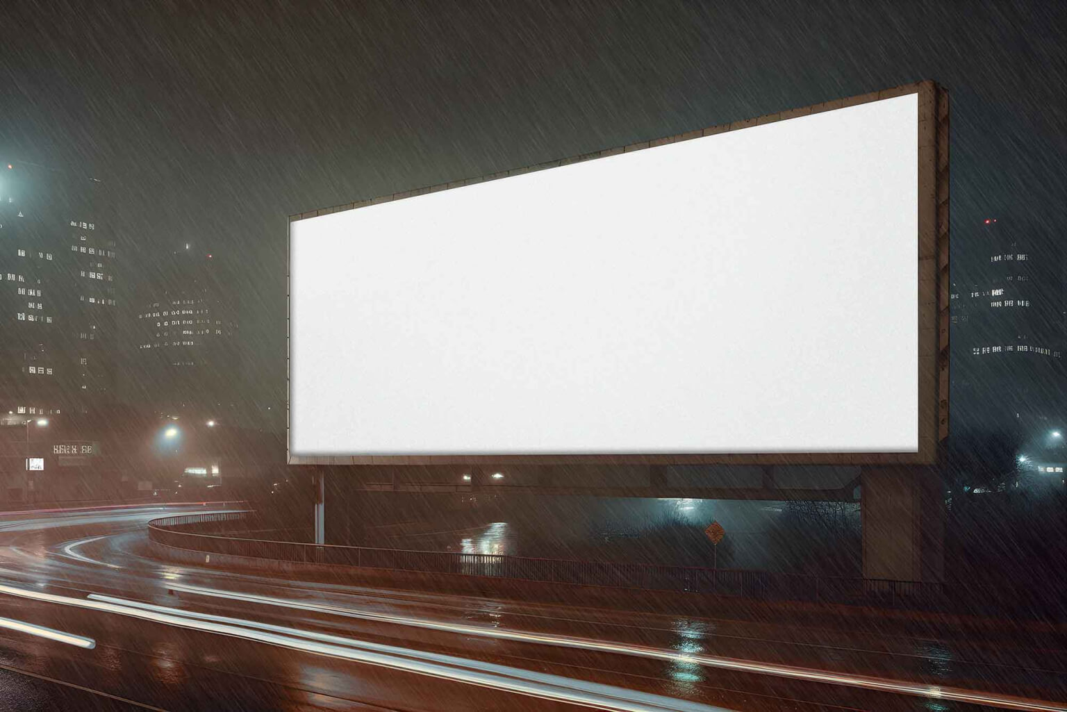 Night Rain Billboard Mockup