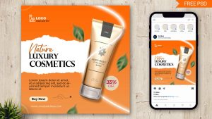 Free Luxury Beauty Products Promo Post Design PSD Template