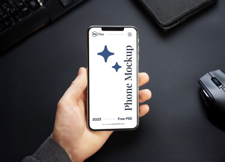 PsFiles_Free High-Quality Person Showing Smartphone Mockup