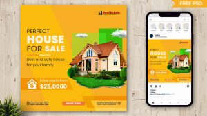 Real Estate Home For Sale Free Instagram Post Design PSD Template