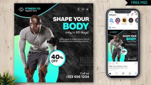 Psfiles_Free Fitness Training Social Media Post PSD Template