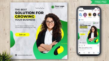 Free Instagram Post Design PSD Template for Grow Your Business