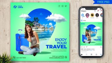 Free Travel Social Media Post Design PSD Template