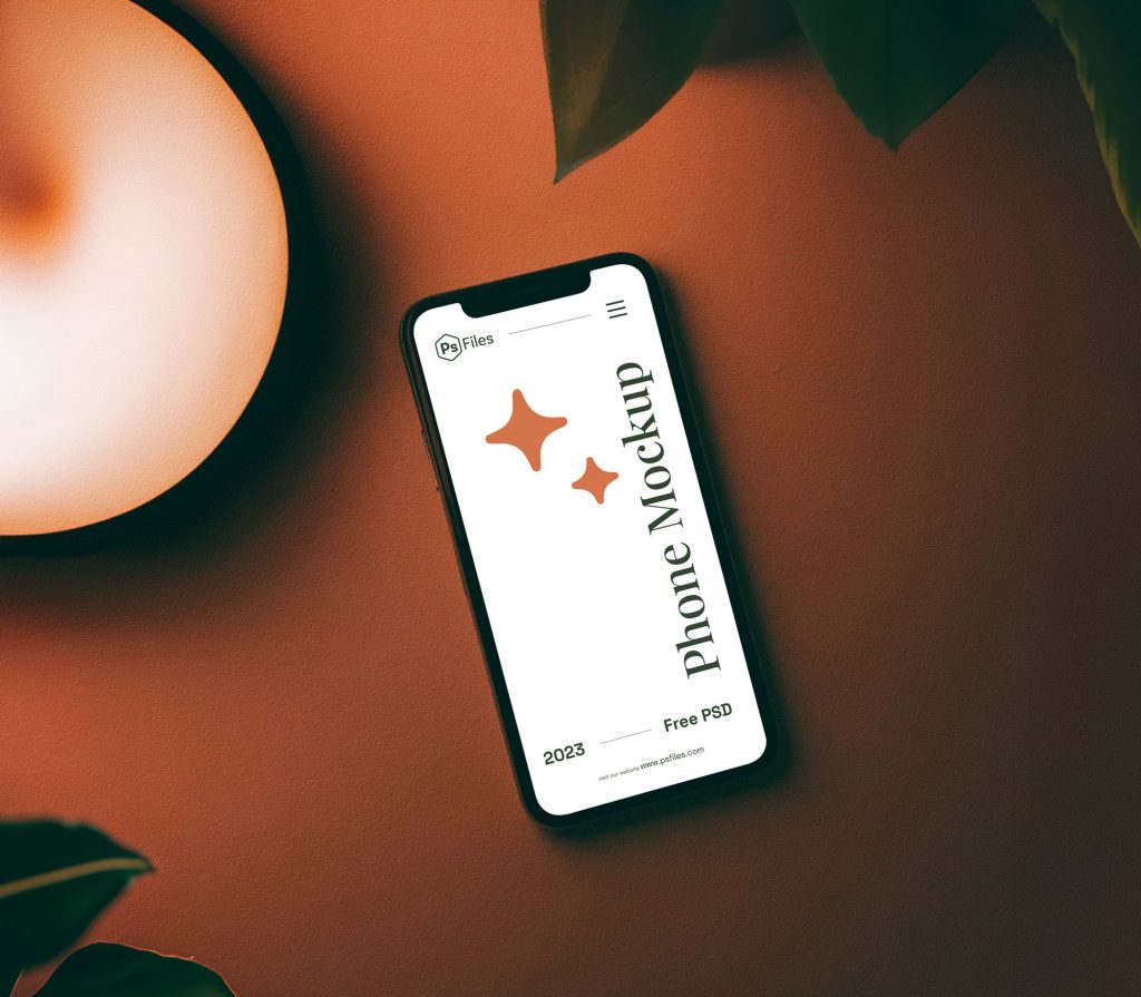 Free Night View iPhone Screen Mockup PSD Top view Free Device Mockups