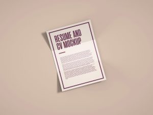 Free A4 Resume / CV Mockup PSD
