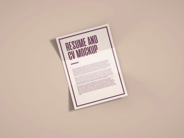 Free A4 Resume / CV Mockup PSD