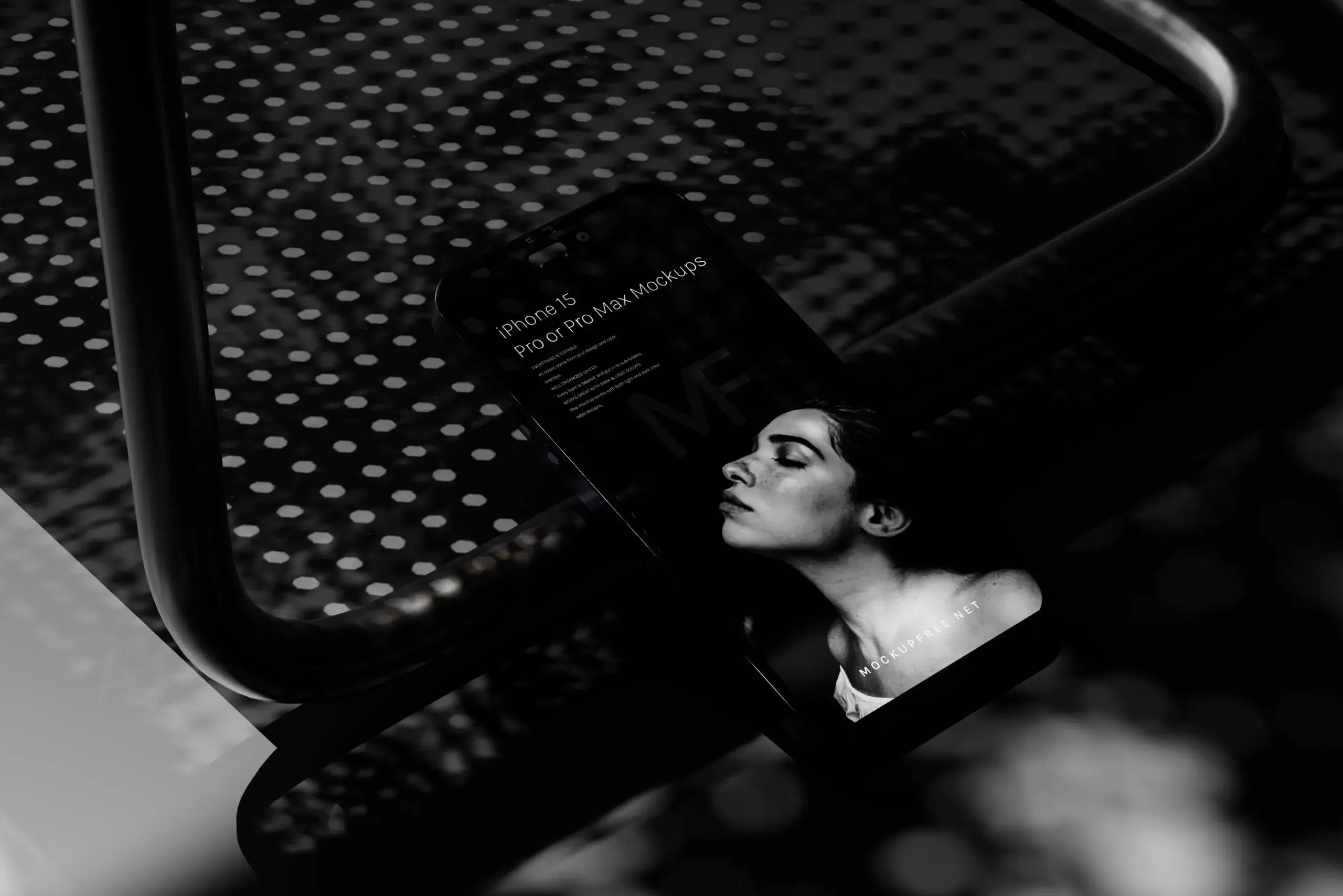 10 Free Dark iPhone 15 Pro Max Mockup PSD Files