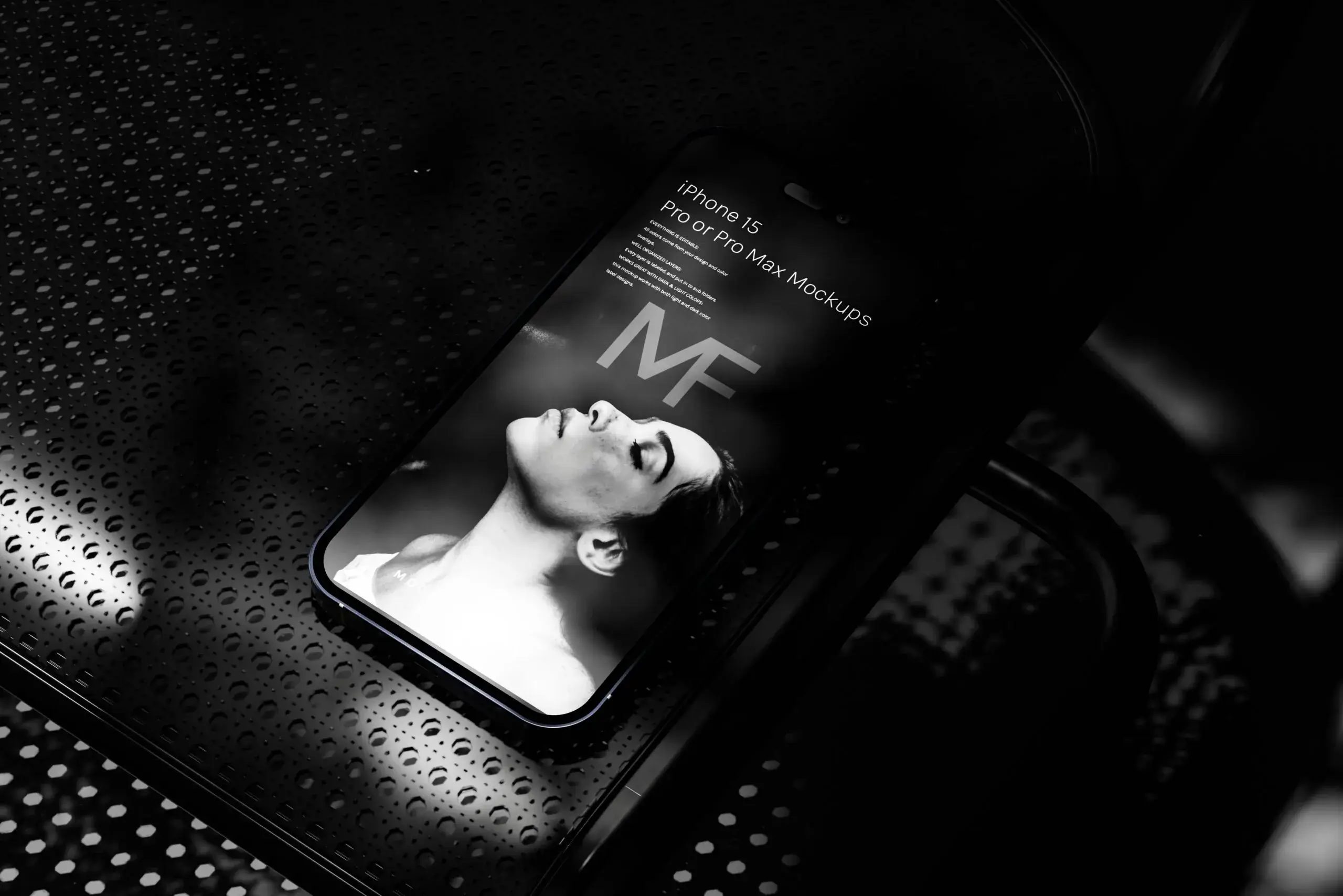 10 Free Dark iPhone 15 Pro Max Mockup PSD Files