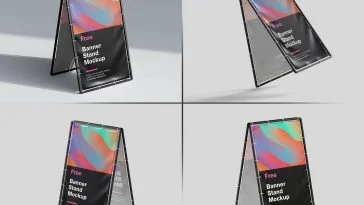 4 Free A-Shape Banner Stand Mockup PSD Files