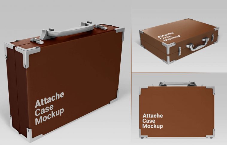 Free Attaché Briefcase Mockup PSD Set