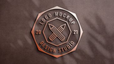 Front View of Bronze Sign Logo Mockup