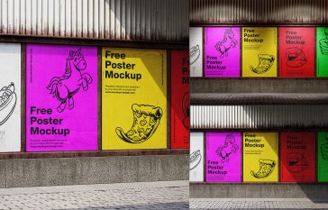 Free A2 Lined-Up Street Posters Mockup PSD Set