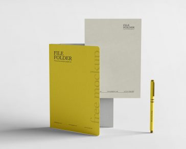 Free Archive File Folder with Letterhead Mockup