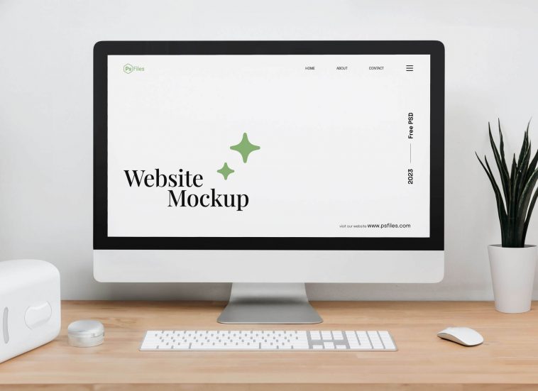 Free Designer Desktop Computer Website Mockup