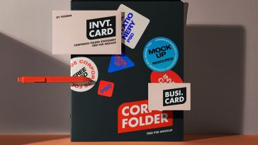 Free Folder, Business Card & Invite Stationery Mockup PSD