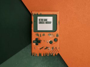 Free Gameboy Handheld Game Console Mockup PSD