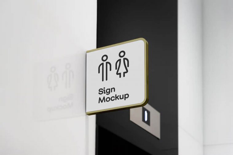 Free Indoor Restroom Sign Mockup PSD