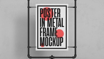 Free Metal Frame Poster Mockup PSD